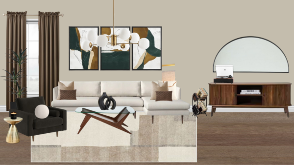 Non Luxury Mid Century Living Room