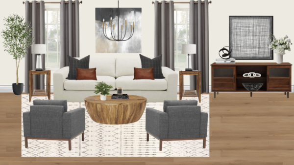 Non Luxury Transitional Living Room