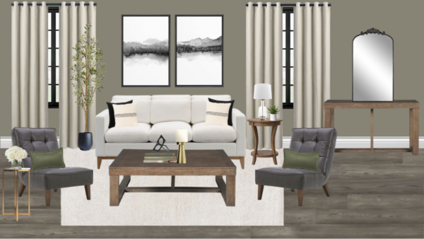 Non Luxury Transitional Living Room