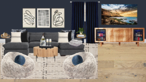 Non Luxury Transitional Media Room